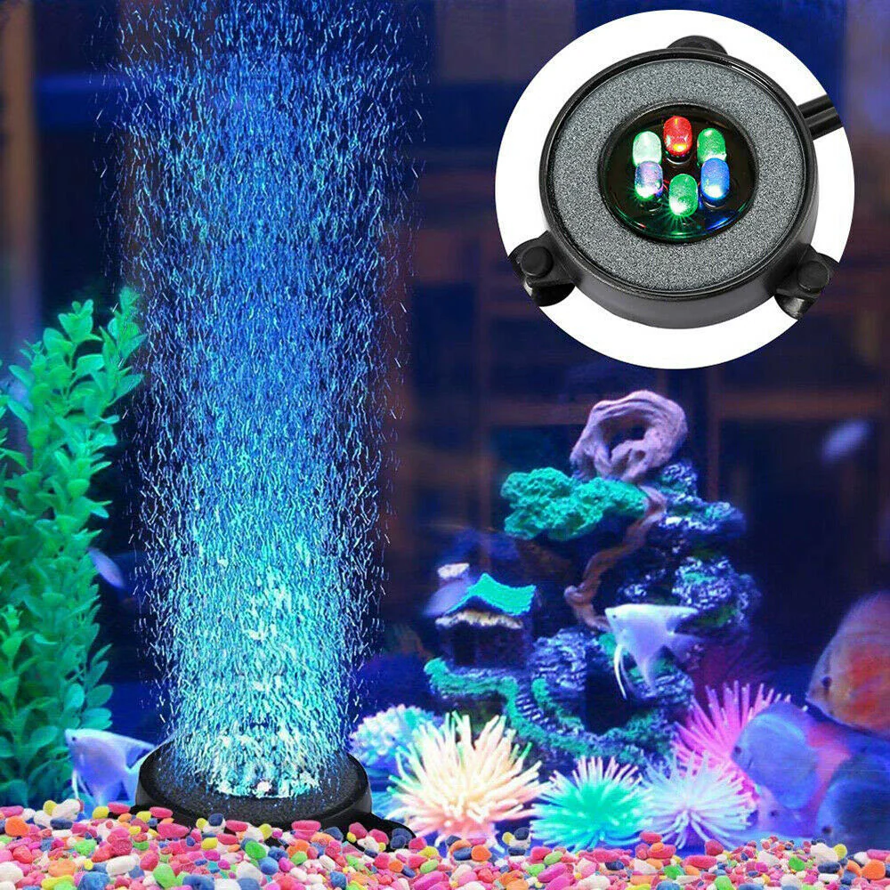 HULIANFU Underwater Submersible Fish Tank Light Color Changing LED Air Bubble Light Aquarium Air Bubble Lamp Making Oxygen for Fish Tank - Deanwangkt