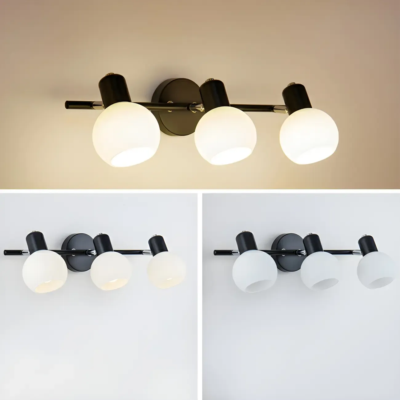 Modern Metal Black Glass Dome Bathroom Vanity Light