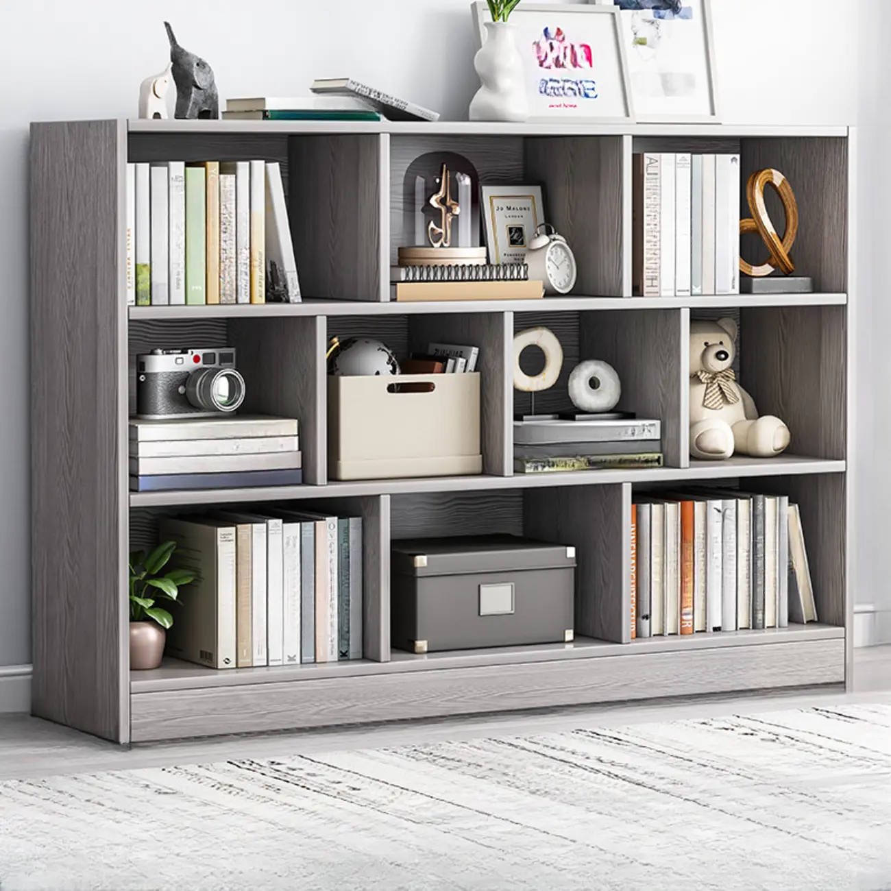 Simple Natural Finish Modular Vertical Wood Bookcase