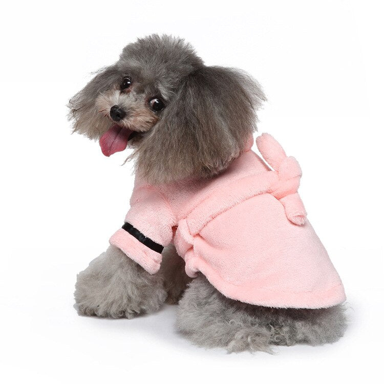 HULIANFU Pet Bathrob Dog Pajamas Sleeping Clothes Soft Pet Bath Drying Towel Clothes winter Warm pajamas for Puppy Dogs Quick Drying - Deanwangkt