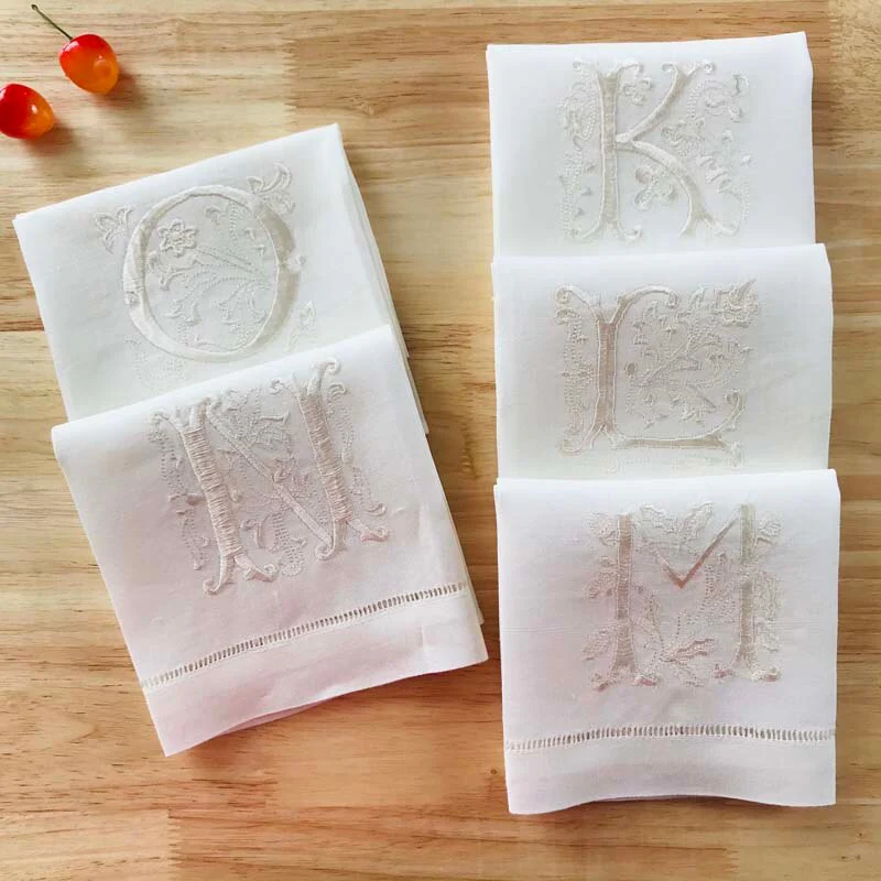 HULIANFU Letters Embroidery  Table Napkin  White Wedding Party Holiday  Decorative  Towel  Rectangular  Hand Towels - Deanwangkt