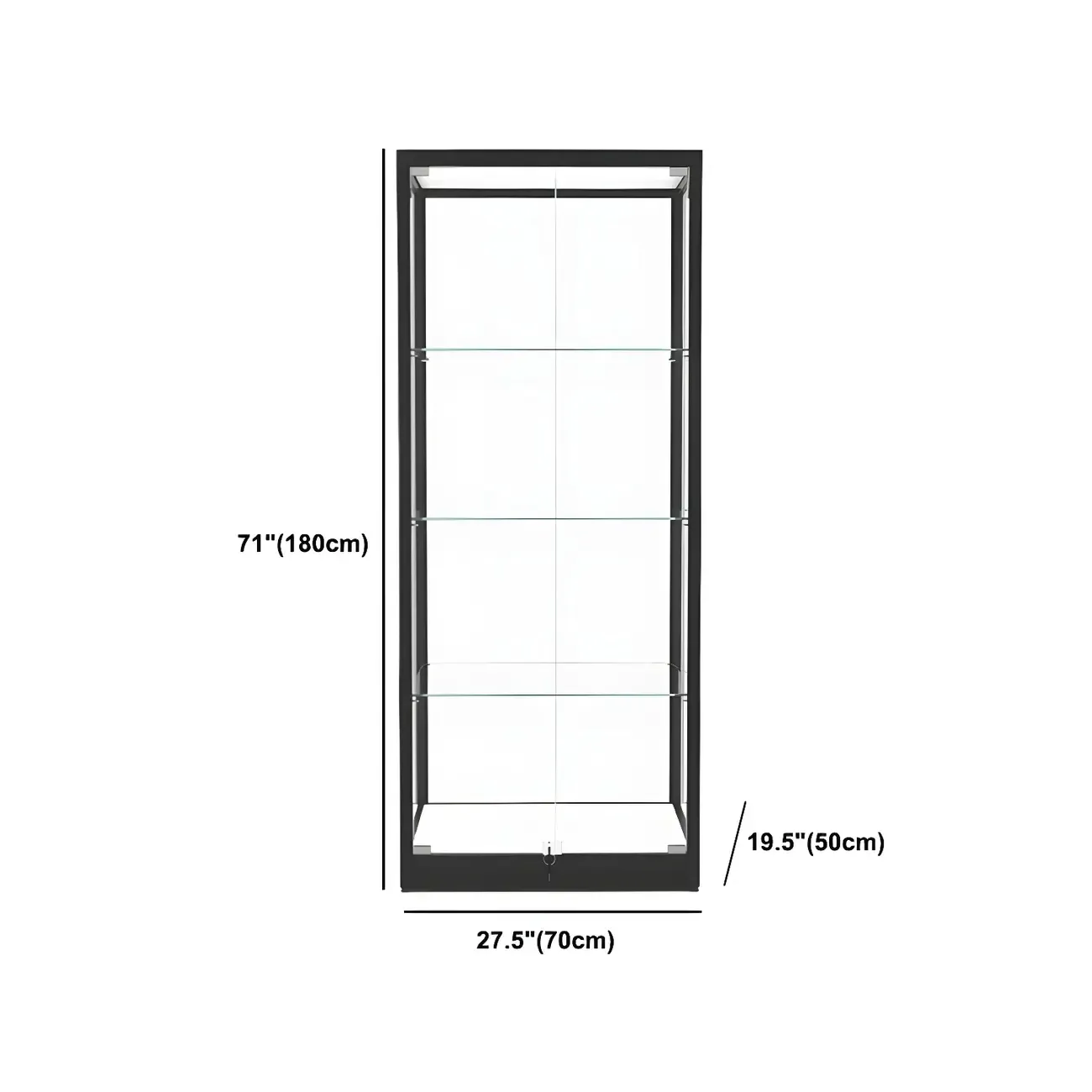 Modern Glass Black Curio Cabinet with Adjustable Shelves