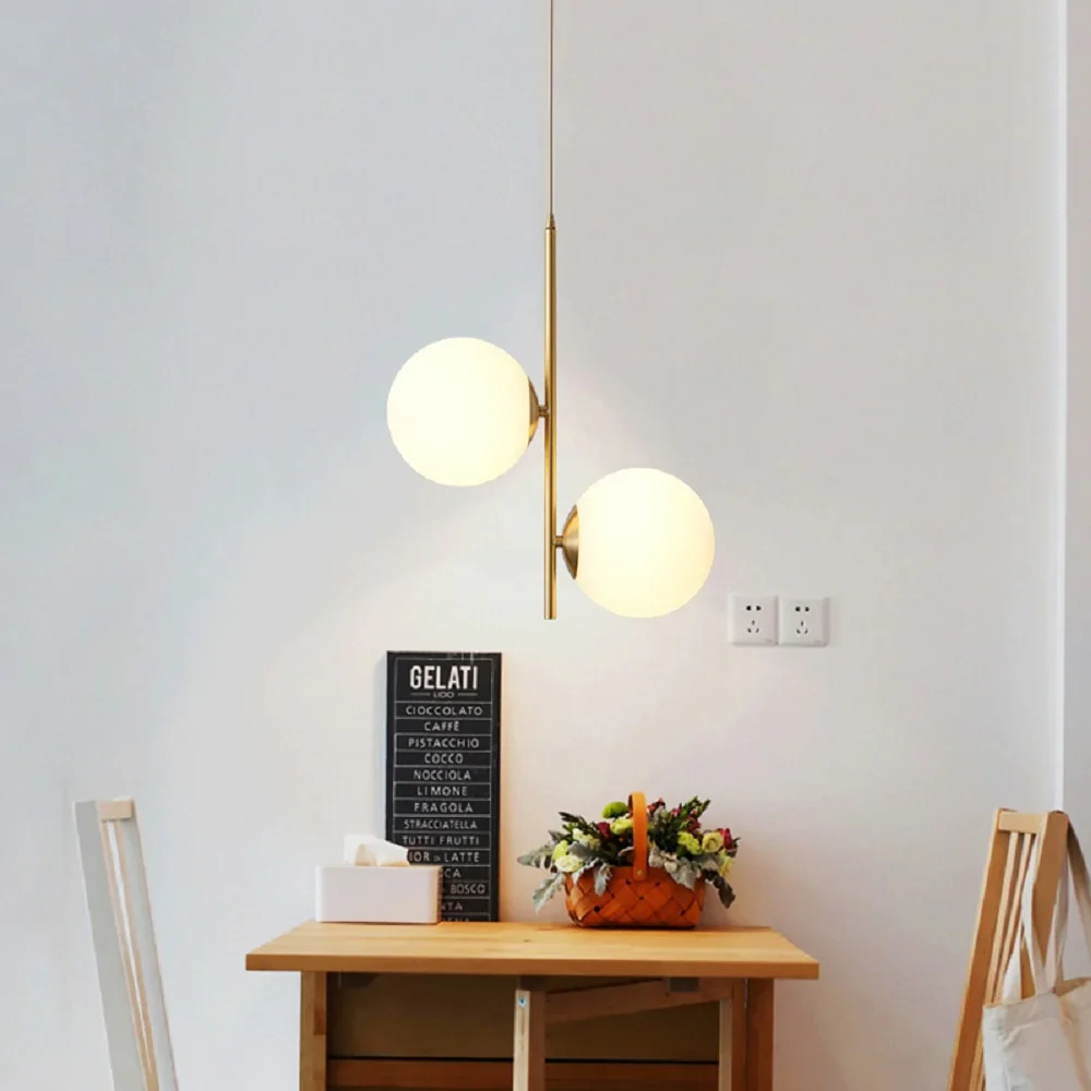 HULIANFU Modern simple Coppery Restaurant Pendant light luxury Bedside Nordic designer Creative personalized Acrylic ball G9 Hanging lamp - Deanwangkt