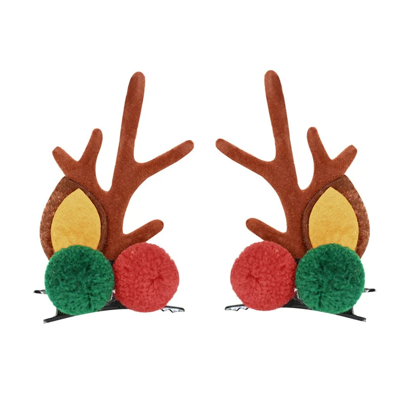HULIANFU 2026  2pcs/set Elk Christmas Hair Clips Adult Kids Girl New Year Gift Christmas Hair Accessories Ear Hairpins Xmas Navidad Natal Decor - Deanwangkt