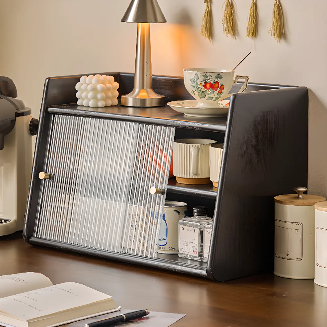 Modern Natural Wood Buffet with Sliding Doors