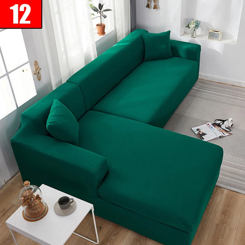 HULIANFU Solid Color Elastic Sofa Cover For Living Room 1/2/3/4 Seater L-Shaped Corner Sofa Cover Slipcover Stretch Couch Armchair Covers - Deanwangkt