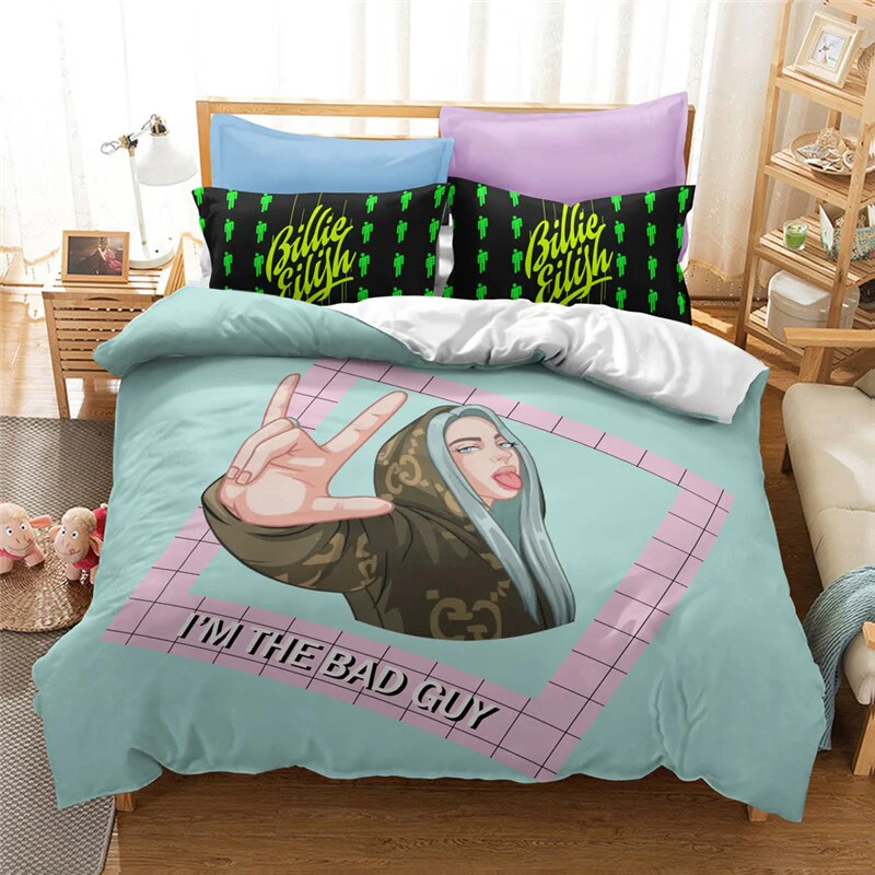 HULIANFU Popular Billie Pattern Duvet Cover Set Pillowcase Printed Bedding Set Single Double Twin Full Queen King Size for Bedroom Decor - Deanwangkt