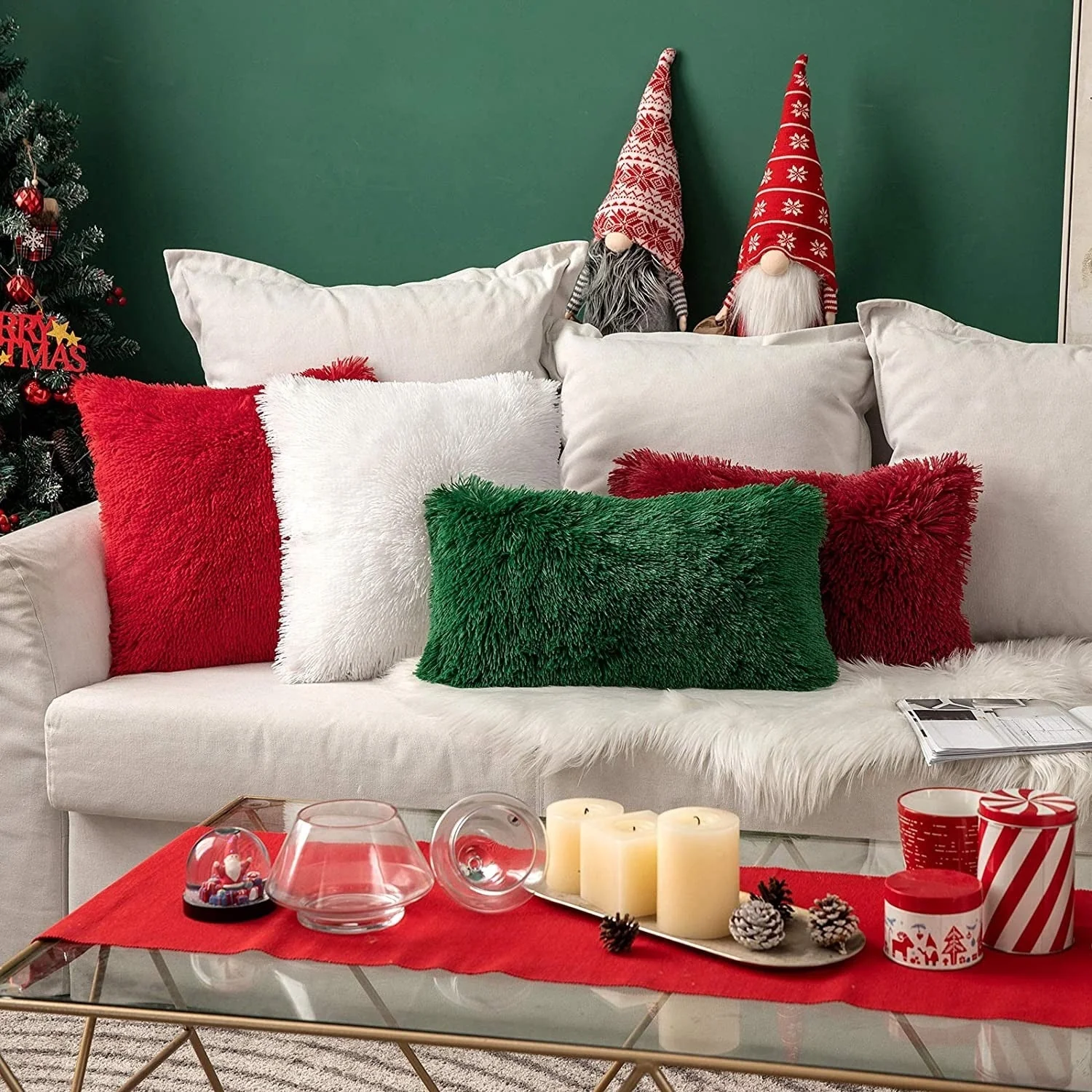 HULIANFU Solid Soft Fluffy Cushion Cover Decorative Sofa Pillow Cover Home Pillowcase White Pink Gray Shaggy Fur Cushion Cover 43x43cm - Deanwangkt