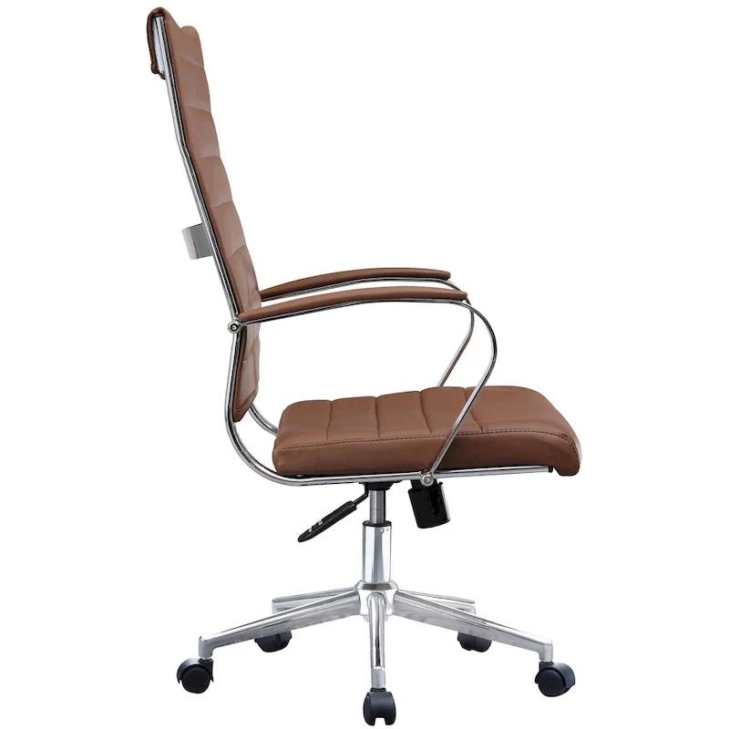Modern High Back Office Chair Ribbed PU Leather Manager Tilt Conference Room Computer Desk Boss Task Executive Boss