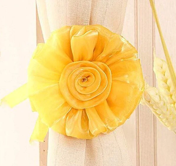 HULIANFU Modern Room Buckle Holder Magnetic Curtain Tieback Flower Strap Window Flower Curtain Tieback Clip-on Rose Tie Holder Decor - Deanwangkt