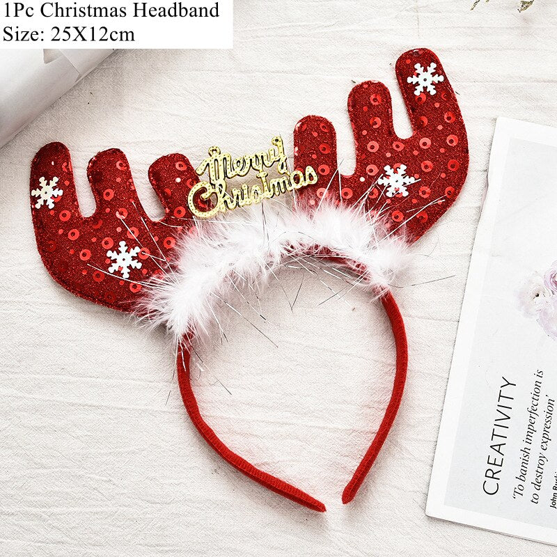 HULIANFU 2026  LuanQI Christmas Headbands for Children Adult Hair Band Red Christmas Santa Claus Snowman Antlers Headband Xmas Decoration Gifts - Deanwangkt