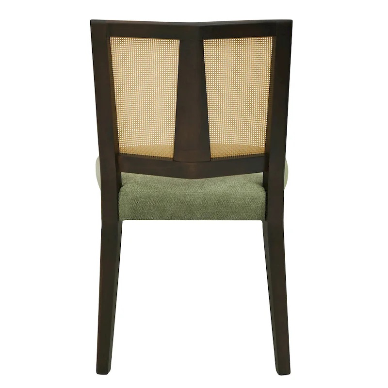 '- Oliver Mid-Century Rattan Back Upholstered Dining Chair Set of 2