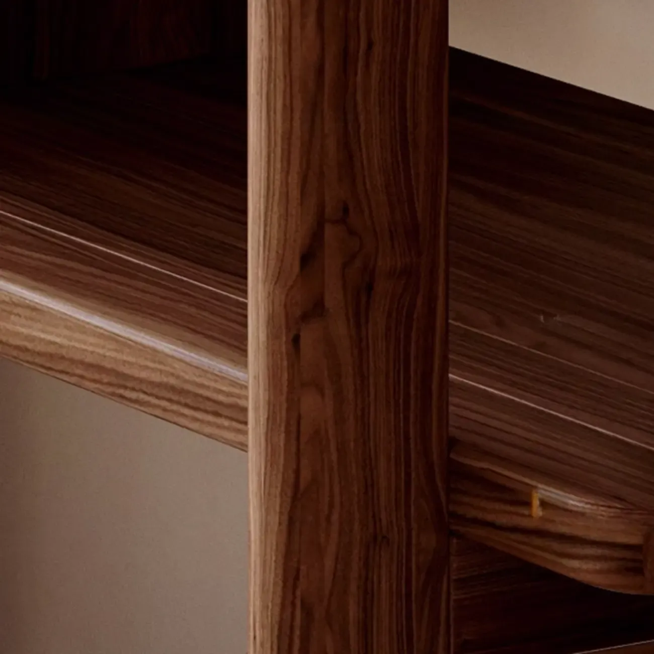 Black Walnut Open Back Wooden Vertical Display Bookshelf