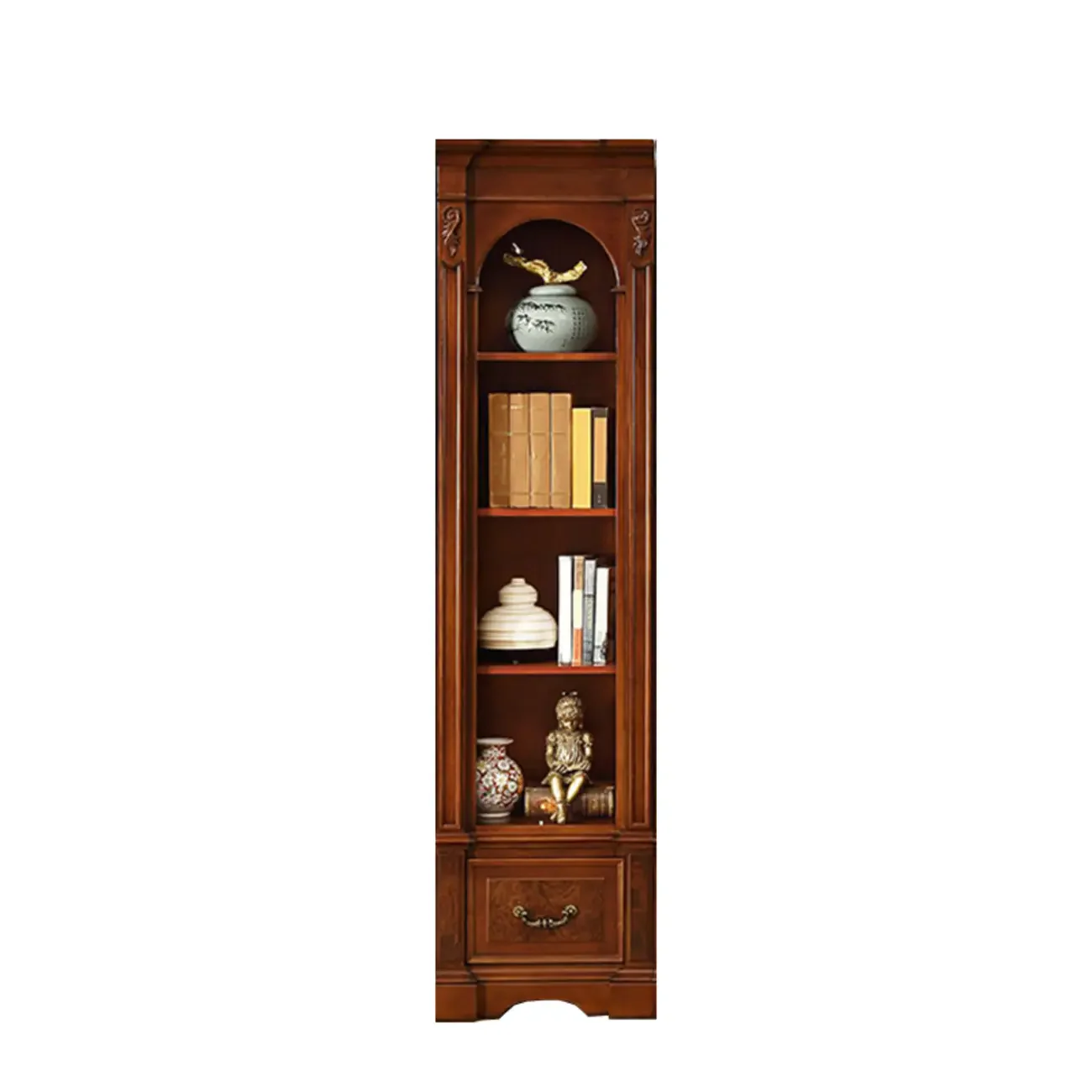 Traditional Solid Wood Brown Display Bookcase