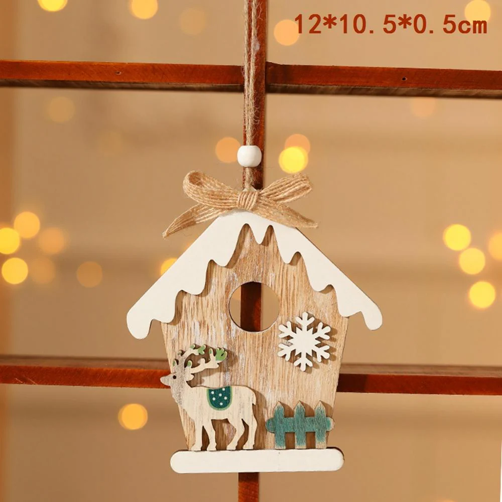 HULIANFU Wooden Christmas Door Wreath Oranments Wall Xmas Dec Merry Christmas Decor For Home  Happy New Year Naviidad Door Wreath - Deanwangkt