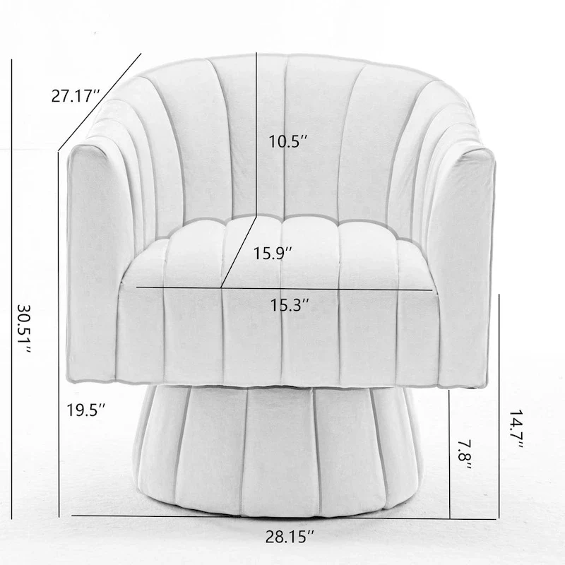 SEYNAR Modern Glam Velvet Upholstered Round Swivel Accent Barrel Chair