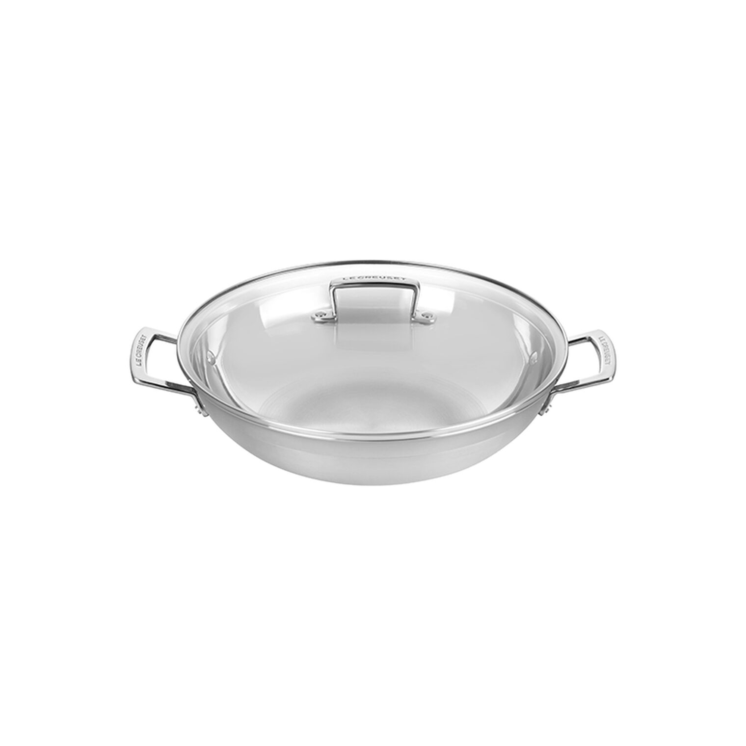 Classic Stainless Steel Round Wok with Glass Lid