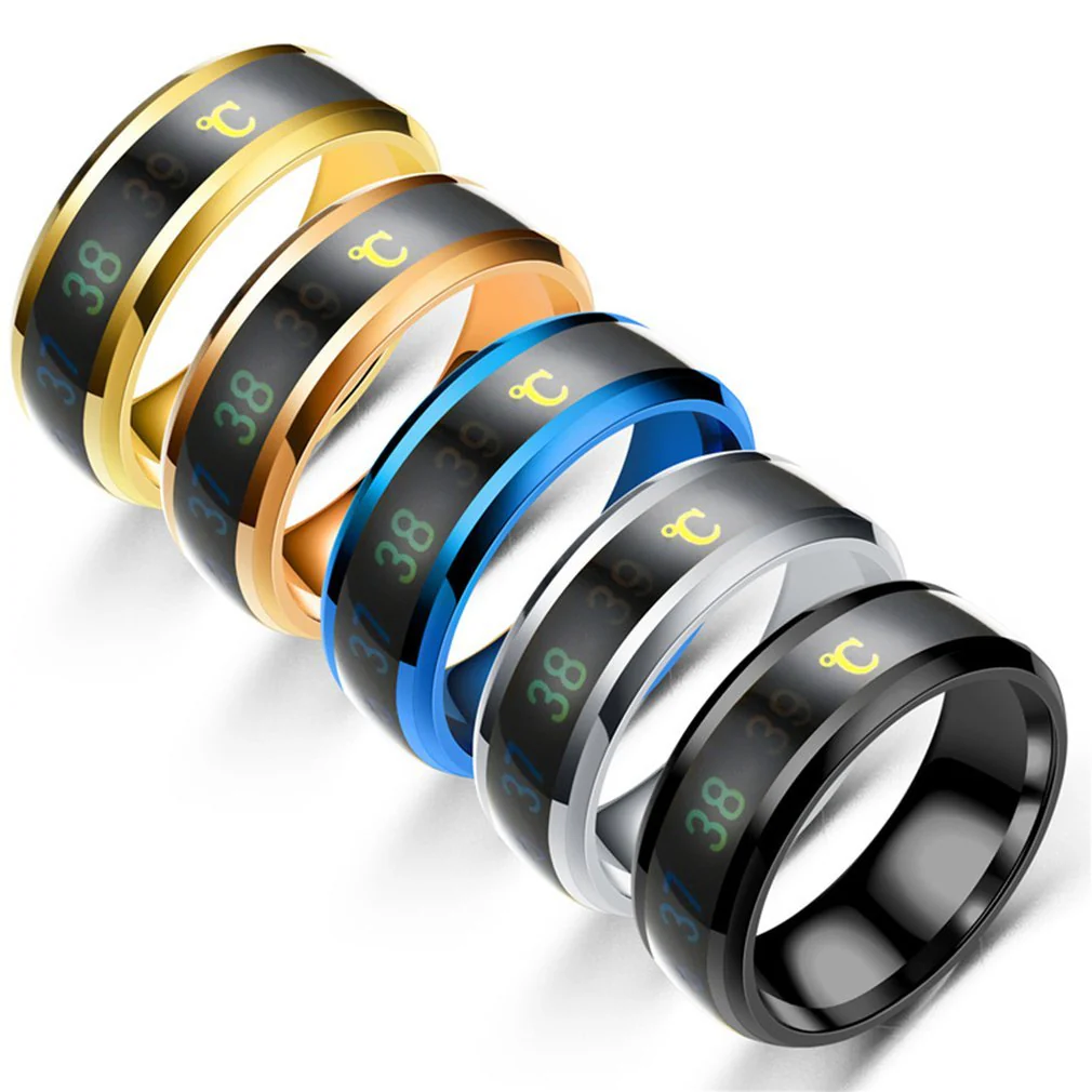 HULIANFU Smart Sensor Temperature Ring Modern Real-time Intelligent Temperature Test Finger Rings Thermometer Women Men Jewelry Gifts - Deanwangkt