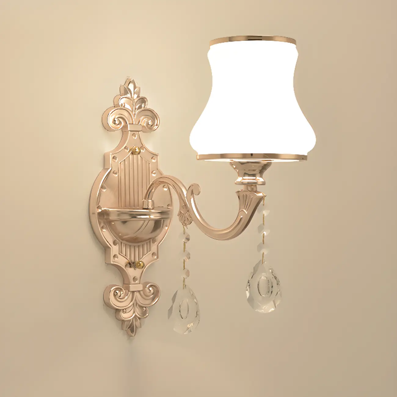 Mini Antique Gold Wall Sconce with Geometric Crystal Shade