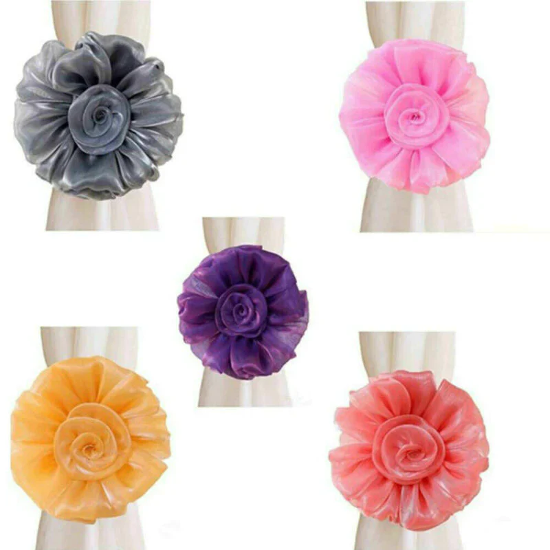 HULIANFU Modern Room Buckle Holder Magnetic Curtain Tieback Flower Strap Window Flower Curtain Tieback Clip-on Rose Tie Holder Decor - Deanwangkt