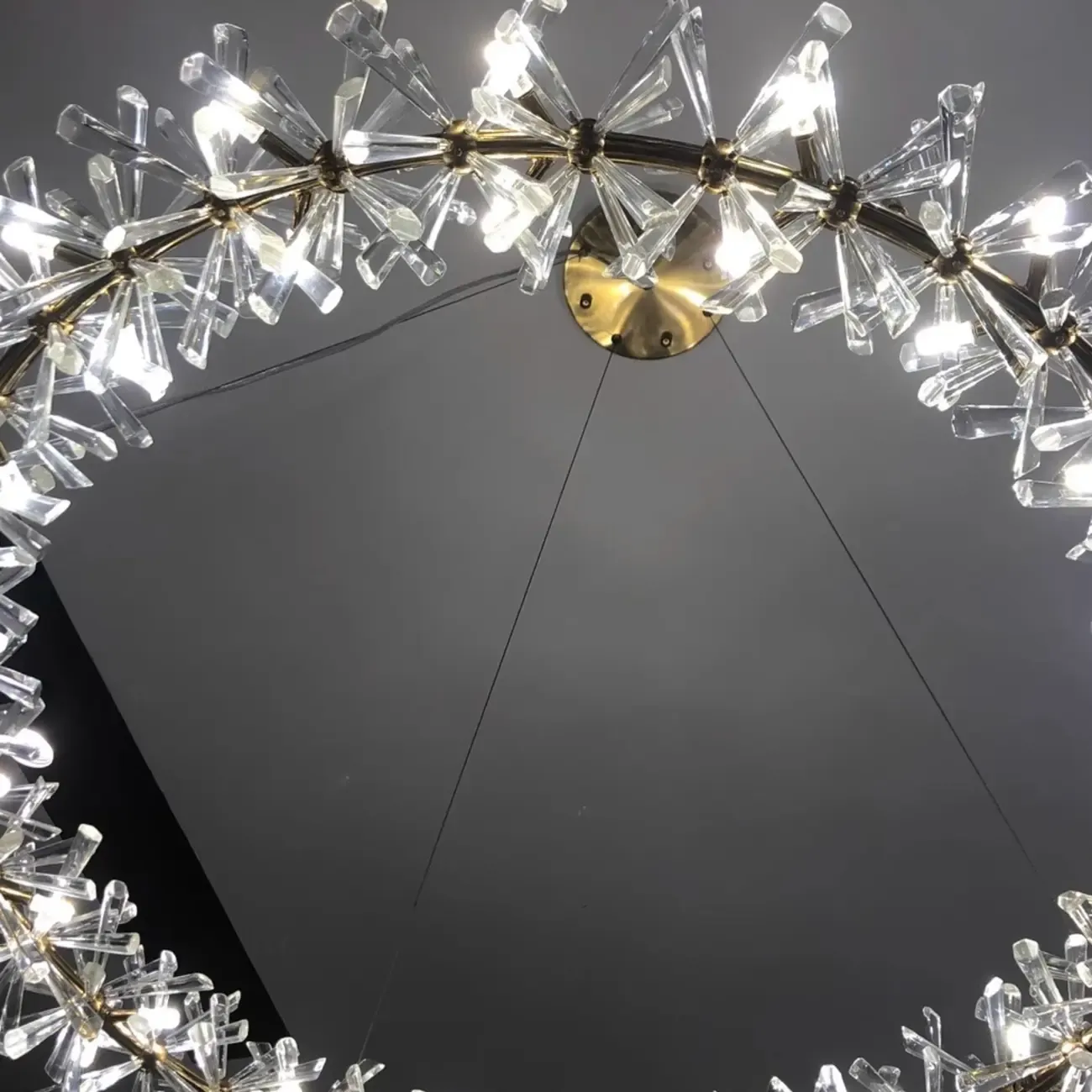 Gold Circular Crystal Chandelier Modern Design Light