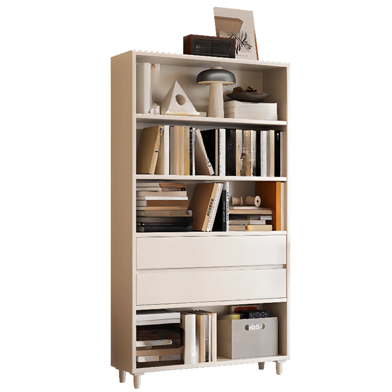 Spacious Versatile Vertical Brown Wood Bookcase with Drawers
