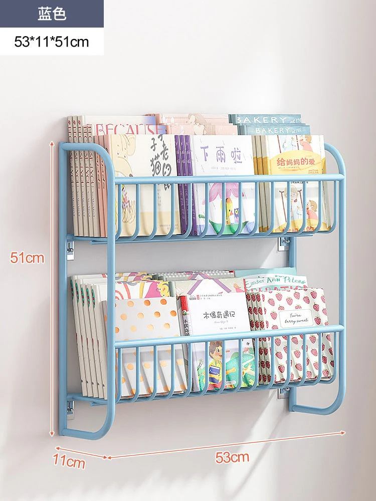 HULIANFU Simple Metal Bookshelf Iron Art Furniture Children  Picture Books Storage Rack Save Space Wall Hanging Shelf Bookcase Bedroom - Deanwangkt