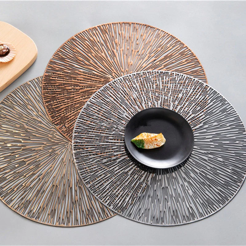 HULIANFU Round Hollow PVC Placemats For Kitchen Dinning Table Mat Insulation Pads Drink Coffee Cup Coasters Hotel Restaurant Home Decor - Deanwangkt
