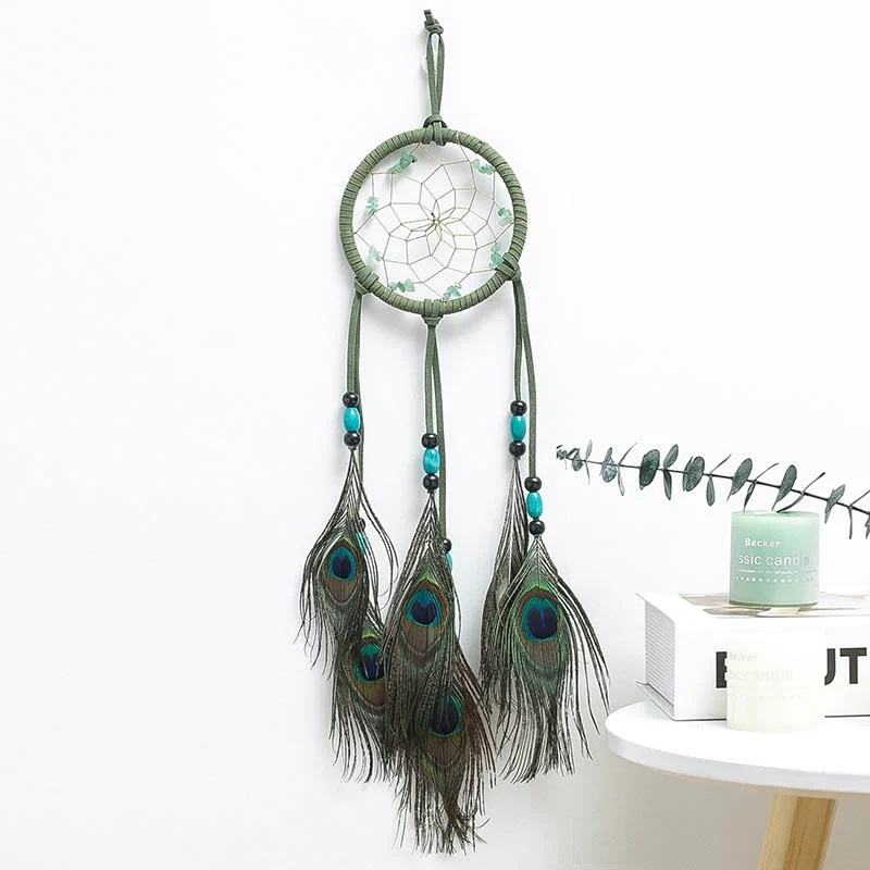 HULIANFU Original silver gray dream catcher 2 ring Indian feather hanging art gifts to bestie friends creative valentine's day gifts - Deanwangkt