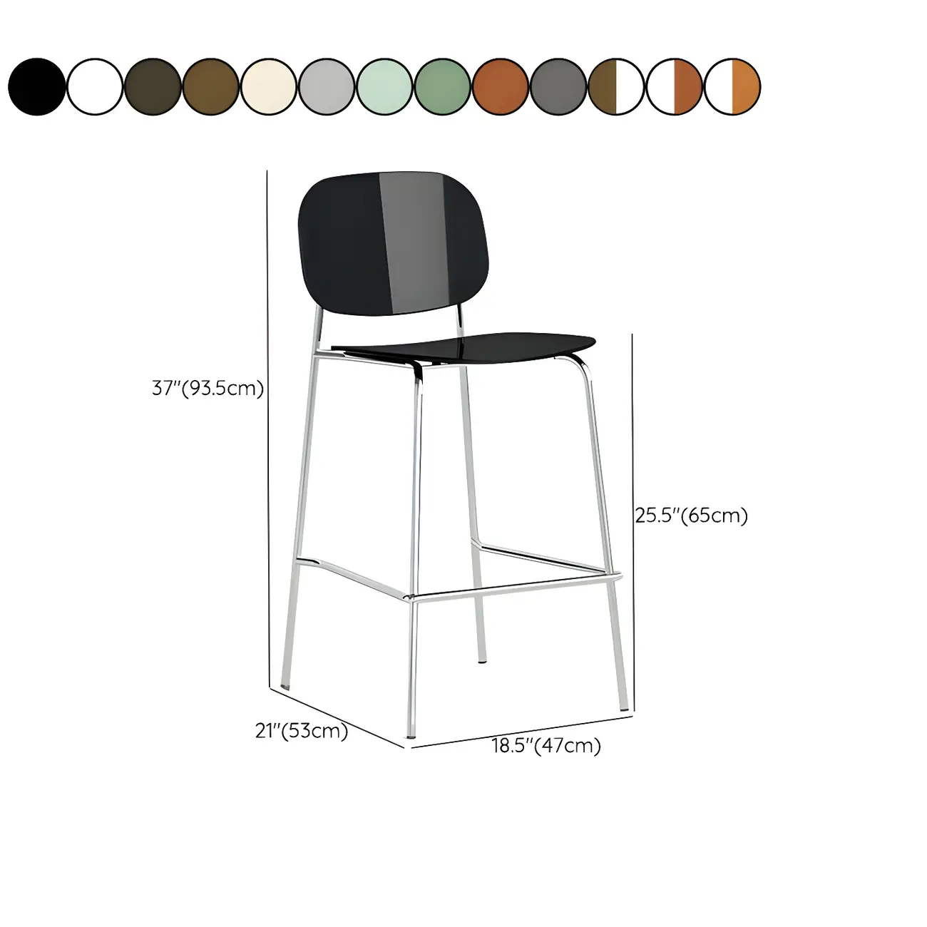 Modern Metal Counter Height Acrylic Bar Stools
