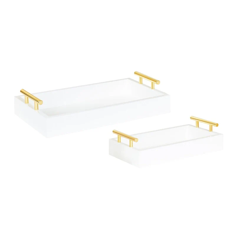 Kate and Laurel Lipton Rectangle Wood Tray Set - 2 Piece