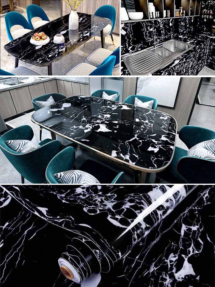 HULIANFU 「Elvesmall」Marble Wallpaper Rolls for Kitchen Furniture Refurbish Room Decor Wall Decorative Vinyl Self Adhesive Wall Stickers Home Decor - Deanwangkt