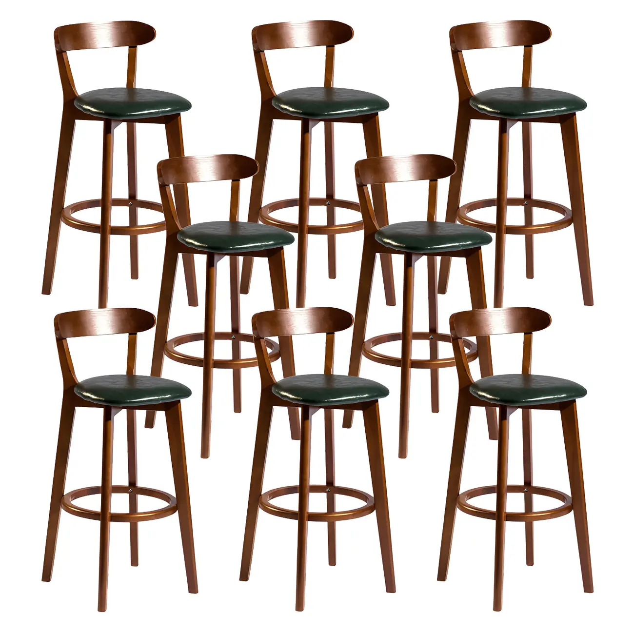 Wooden Upholstered Low Back Bar Height Stools Set of 2
