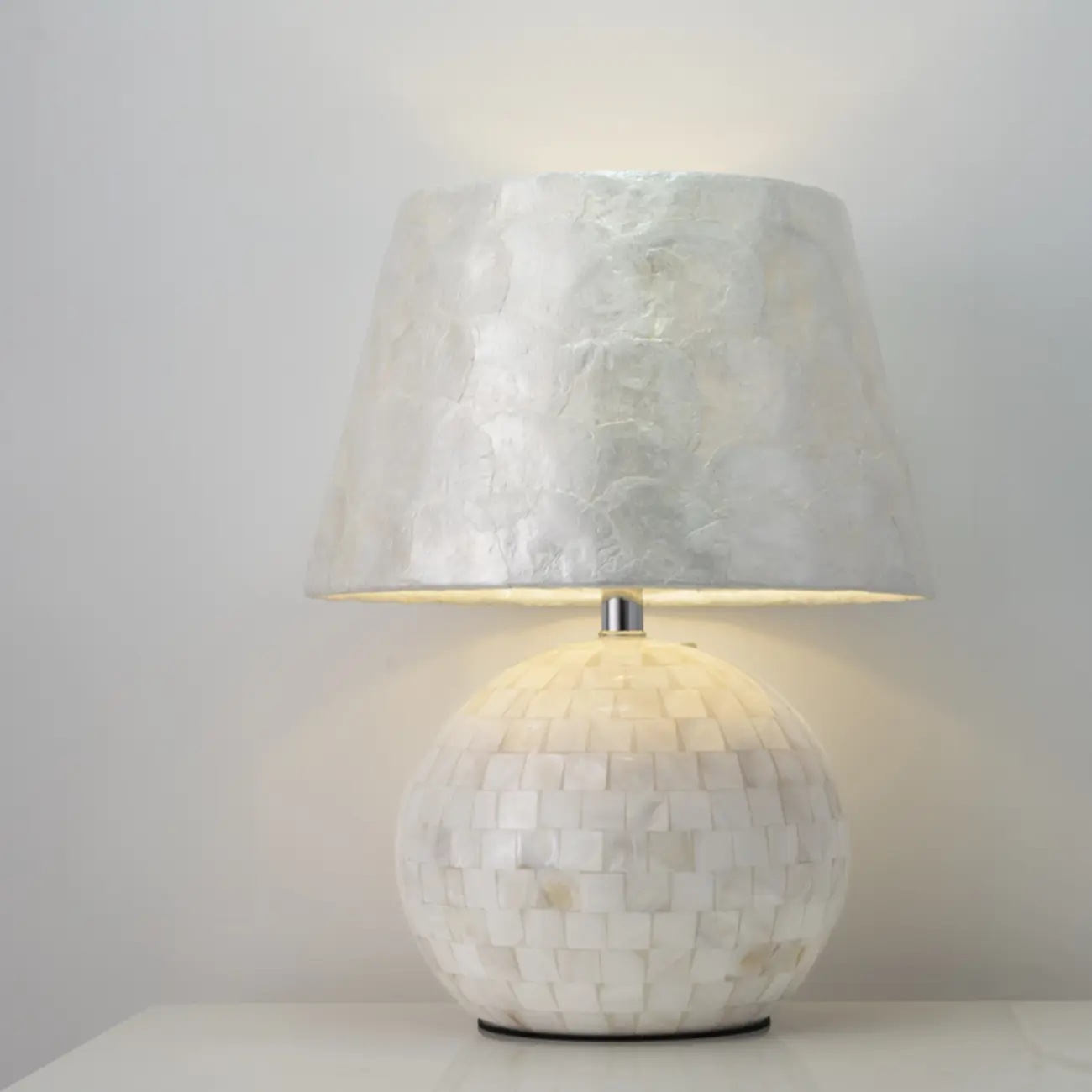 Modern Shell Table Lamp with Geometric Shade