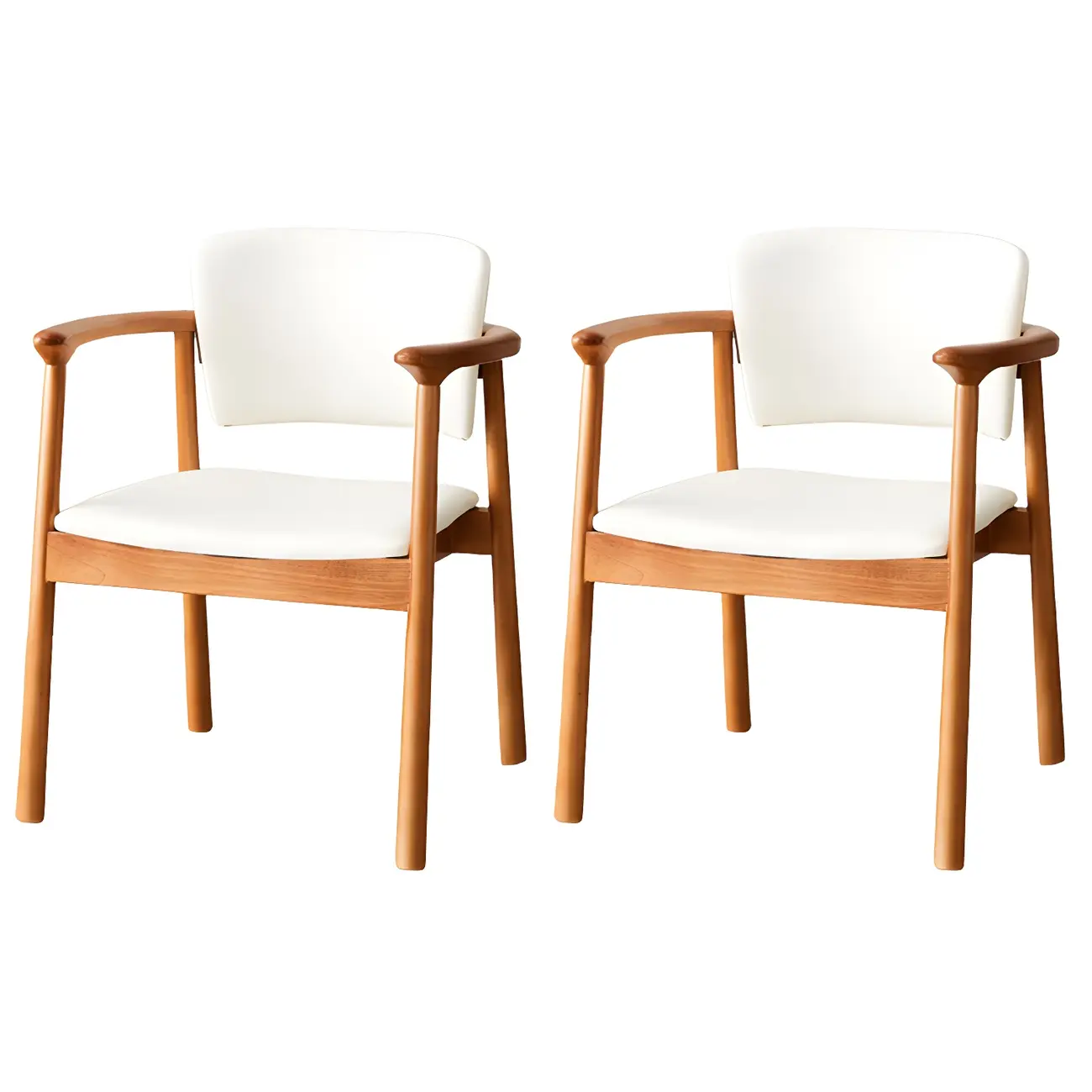 Modern Upholstered Rubberwood Arm Dining Chair Set of 2