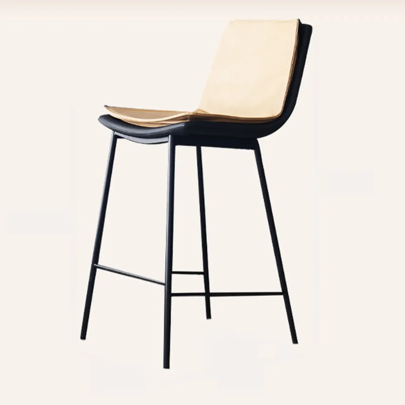 Modern Leather Counter Height Bar Stool with Back