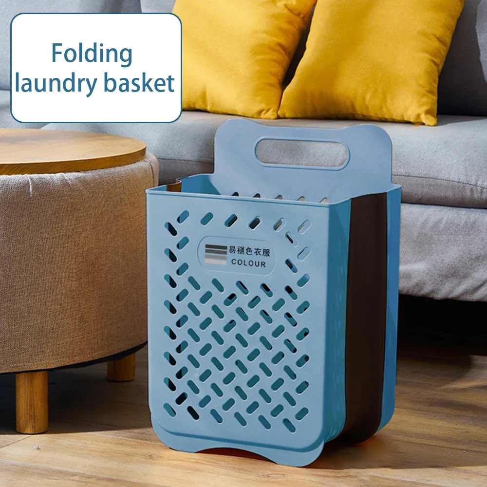 HULIANFU Large Portable Bathroom Folding Dirty Clothes Storage Basket Household Wall Hanging Punch-Free Laundry Basket Put Clothes Bucket - Deanwangkt