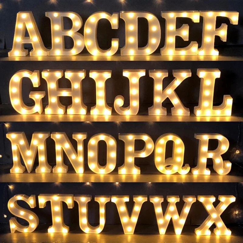 HULIANFU Luxury Alphabet Letter LED Lights Luminous Number Lamp  Battery Night Light for Home Wedding Birthday Christmas Party Decoration - Deanwangkt