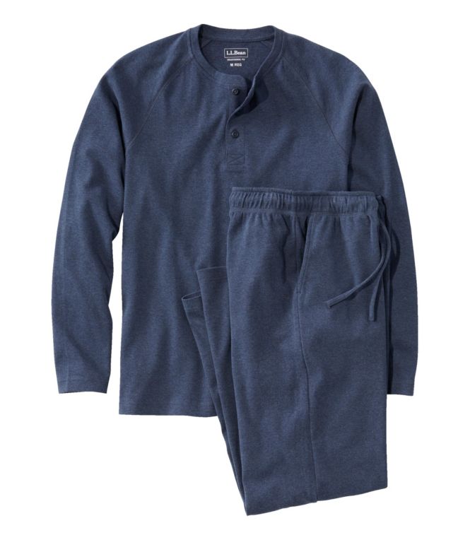 Men's Bean's Cotton Knit Pajamas, Henley PJ Set