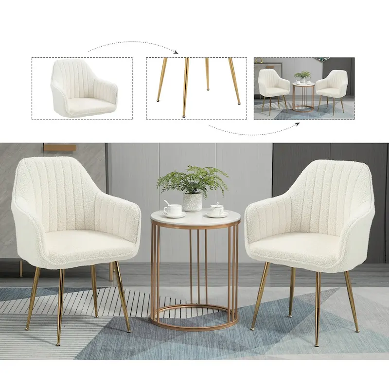 AVAWING Accent Arm Chairs Set of 2 Upholstered Velvet Dining Chairs