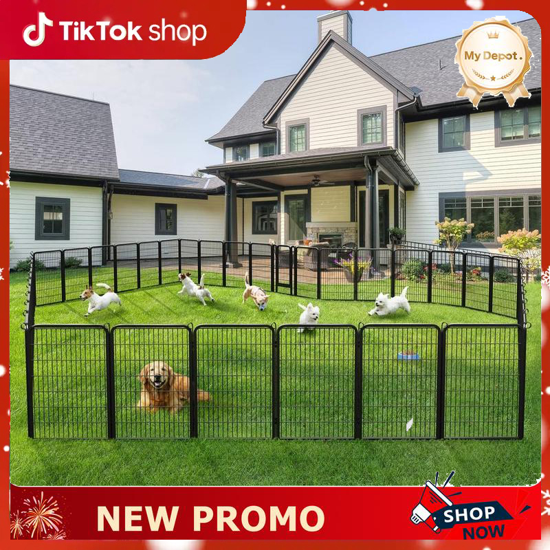 【Heavy Duty】Yaheetech Dog Playpen 6/8/12/16 Panels Metal Pet Playpen, Outdoor Indoor Dog Exercise Barrier Fence, 24/32/40/47 inch