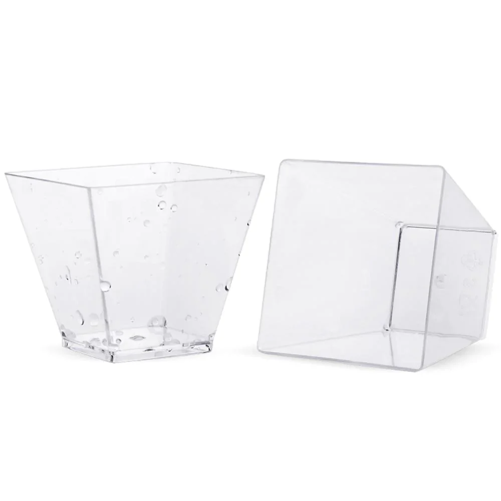 HULIANFU panacota plastic cup 50Pcs desert cup Clear Portion Transparent Trapezoidal Food container 60ml glasses for desserts Yogurt cups - Deanwangkt
