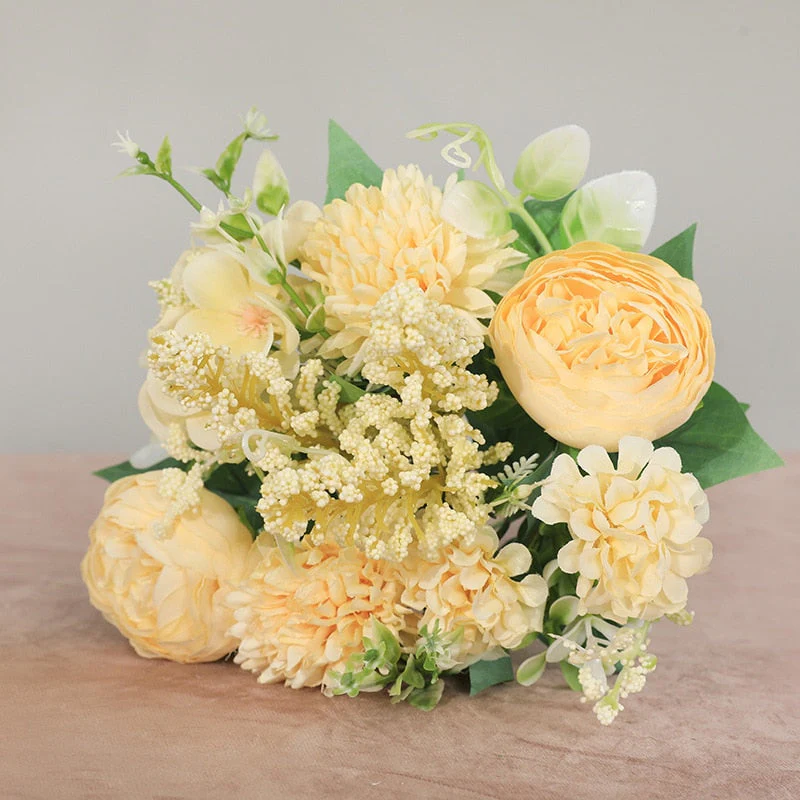 HULIANFU 2026  Artificial Flowers Vintage Silk Rose Bouquet Vintage Bride Holding Fake Flowers Home Wedding Decoration Accessories - Deanwangkt