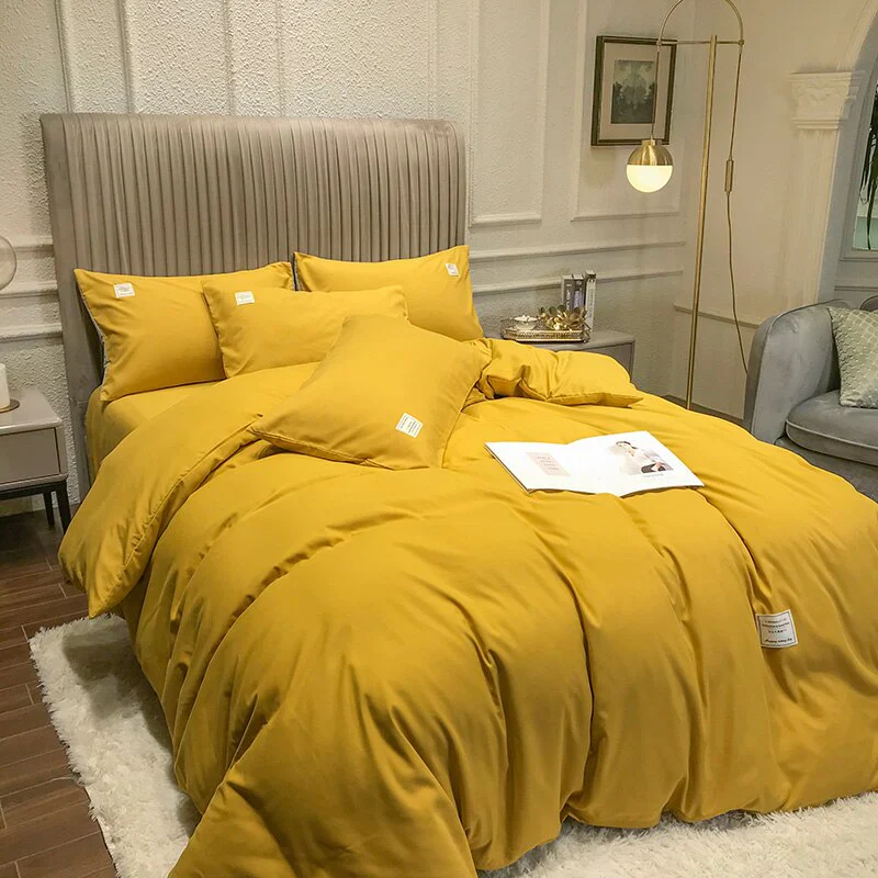 HULIANFU Nordic Style Green Puff Duvet Cover Simple Light Luxury Bedding Four Piece Set Duvet Cover Bed Sheet For Bedroom - Deanwangkt