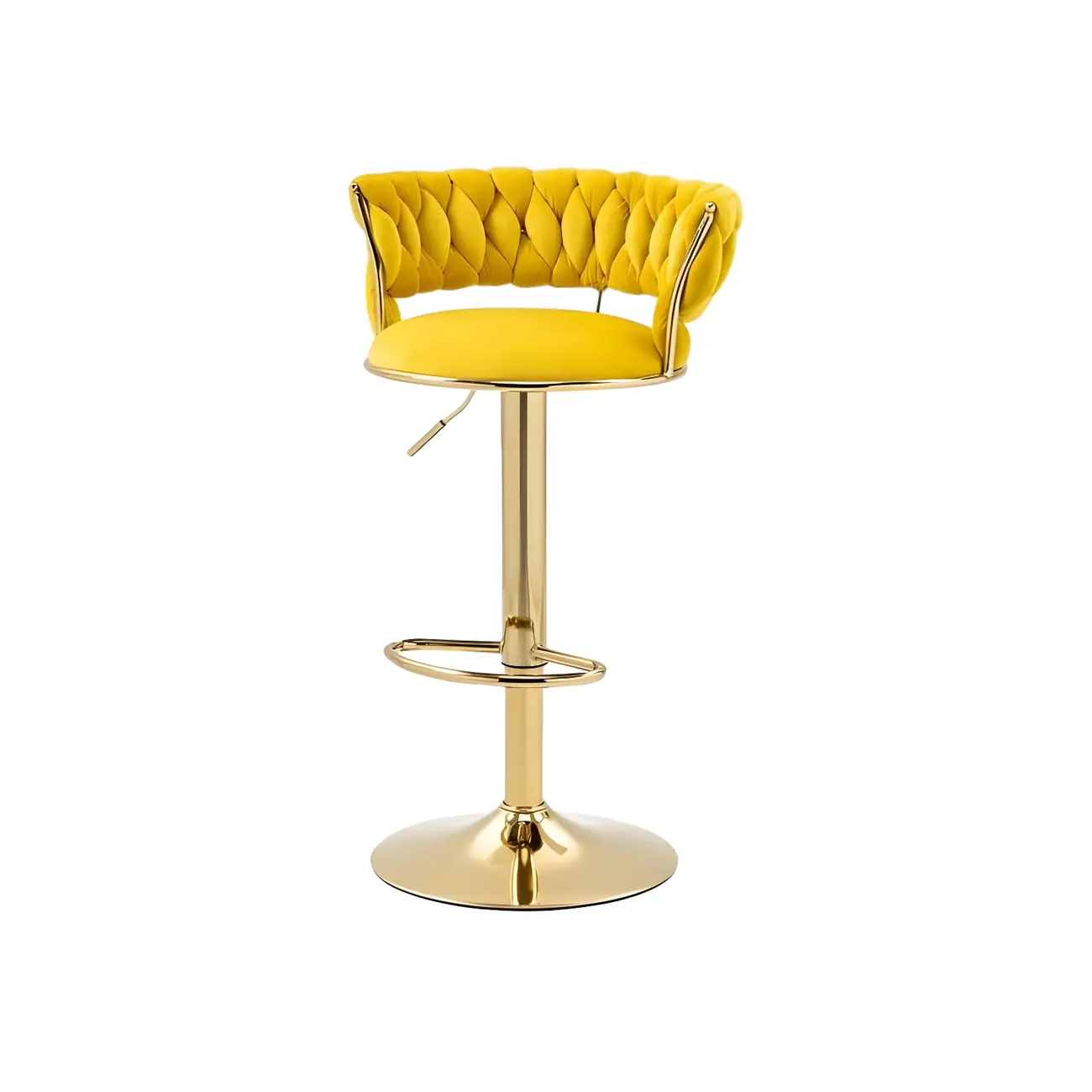 Gold Base Low Back Adjustable Swivel Bar Stool