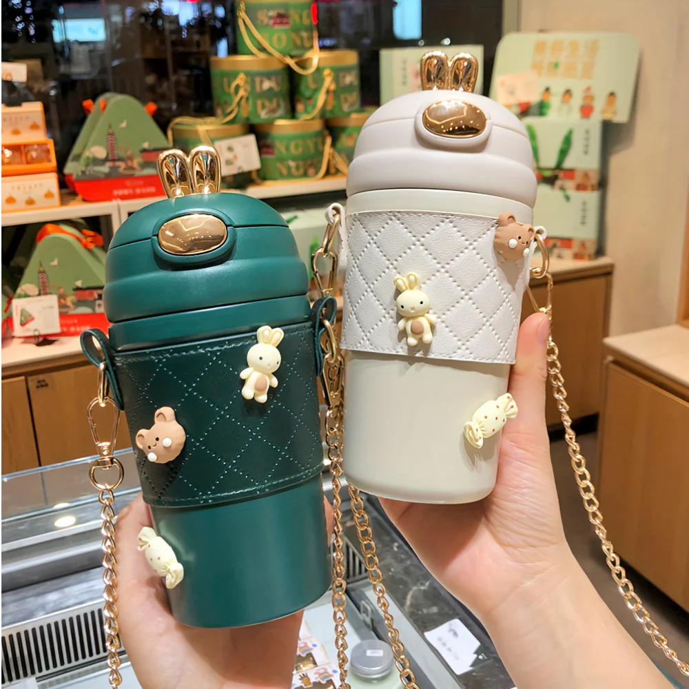 1pc, Insulated Thermal Cup - 304 Stainless Steel Vacuum Flask for Hot and Cold Drinks - Travel Water Bottle with 4 Extra 3D Stickers, Summer and Winter Drinkware, Perfect Gift Idea - Deanwangkt