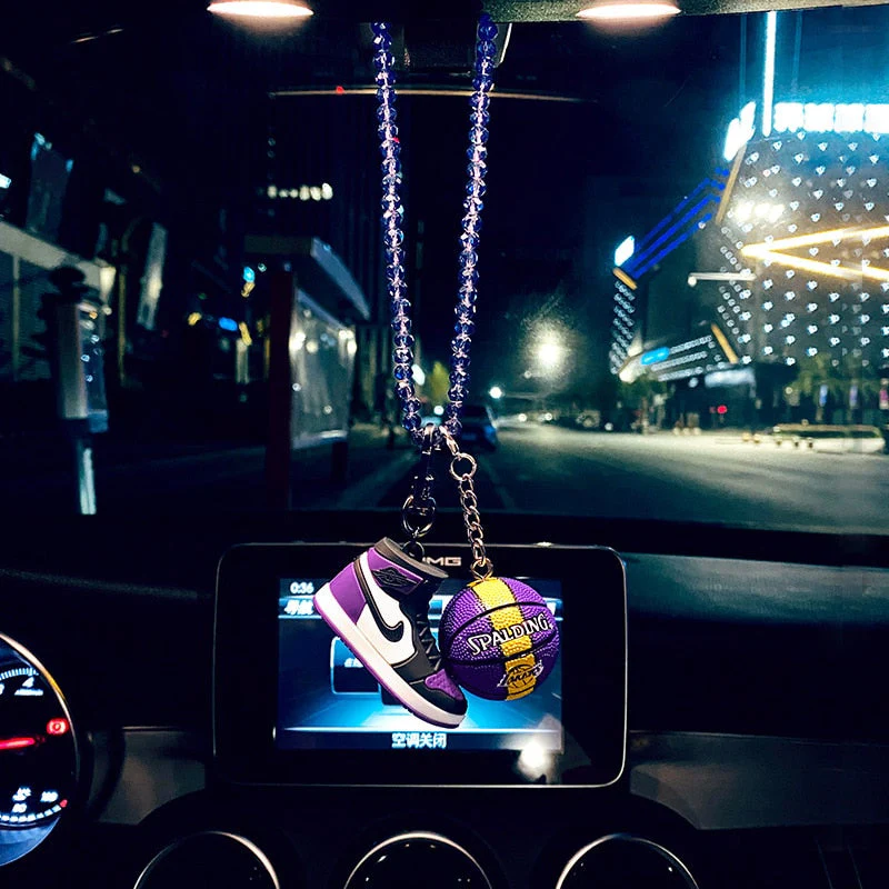 HULIANFU The new creative car pendant male high-end fashion brand basketball shoes crystal car pendant car decor - Deanwangkt