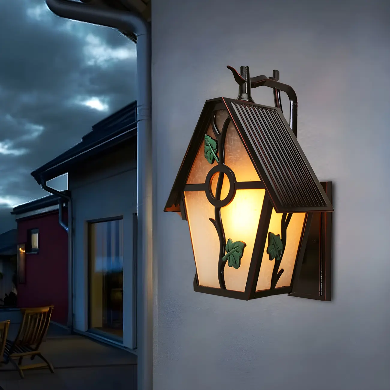 Rustic Modern Outdoor Glass Metal Coffee Wall Lantern Sconce