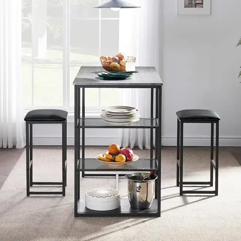 VECELO 3-Pieces Counter Dining Table Set