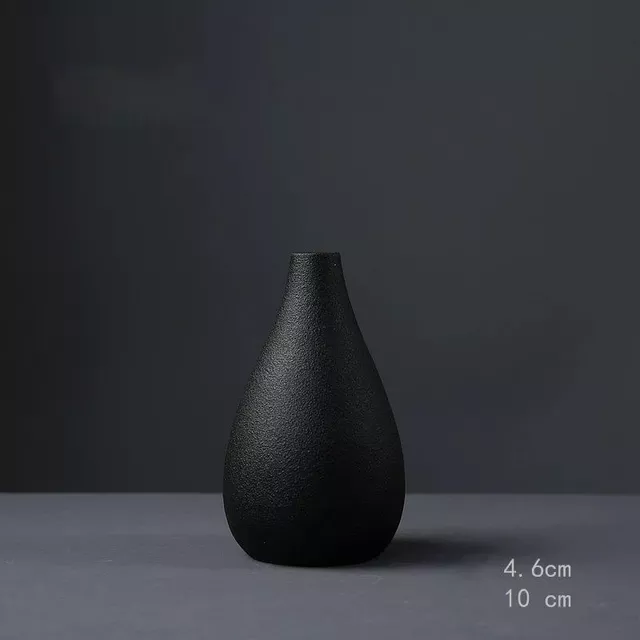 HULIANFU New Black Ceramic Small Vase Home Decoration Crafts Tabletop Ornament Simplicity Japanese-style Decoration - Deanwangkt